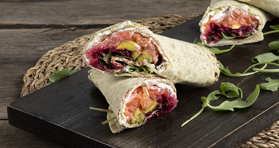 Wrap with avocado and salmon